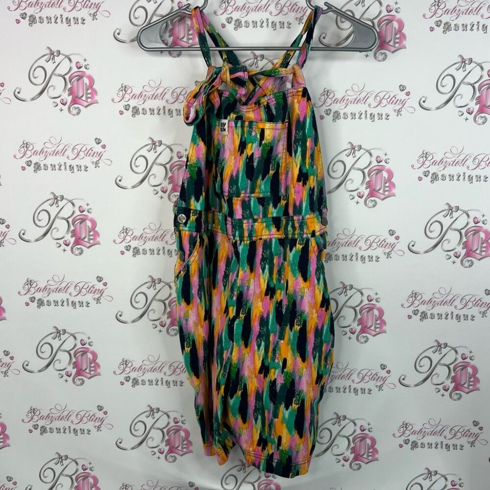 Lucy & Yak overalls smock abstract paint strokes Multicolor jumper button up